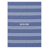 Mariene Blauwe Stripes aangepaste monogram tafelkl Tafelkleed (Voorkant)