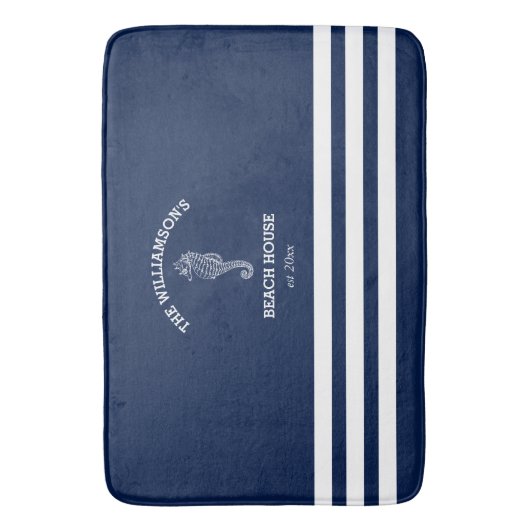 Mariene en Witte Stripe Beach House | Seapaard Badmat (Voorkant Verticaal)