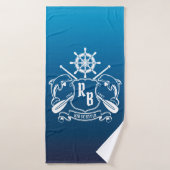 Mariene Insignia Dolphins Helm Oars Shield Nautica Badhanddoek (Badhanddoek)