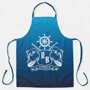 Mariene Insignia Dolphins Helm Oars Shield Nautica Schort