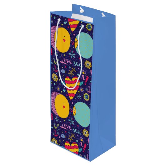 Mariene Theme Anchor Fish Starfish Seahorse Wijn Cadeautas (Achterkant Gekanteld)