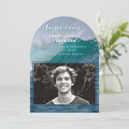 Mariene Wetenschap Afstuderen Oceaanaankondiging Kaart (Staand voorkant)