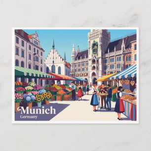 Marienplatz Boerenmarkt München Duitsland Briefkaart