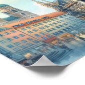 Marienplatz München Duitsland Waterverf Poster (Hoek)