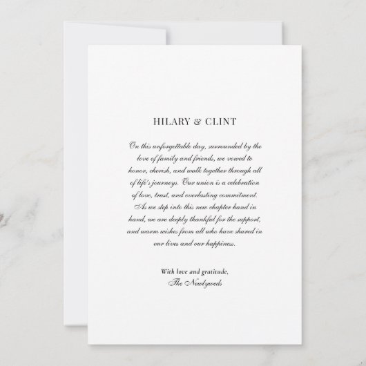 Mariés Elegant Faire-Part de Mariage Photo (Dos)