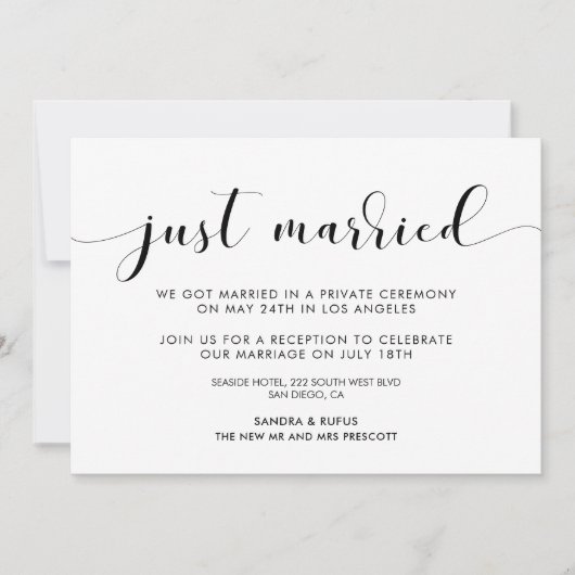 Mariés élégants faire-part noir et blanc (Devant)