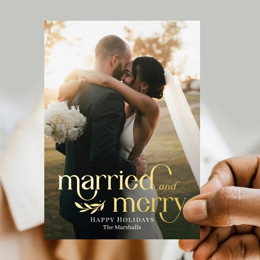 Mariés et Joyeux Foil Carte de Fêtes de Nouveaux M