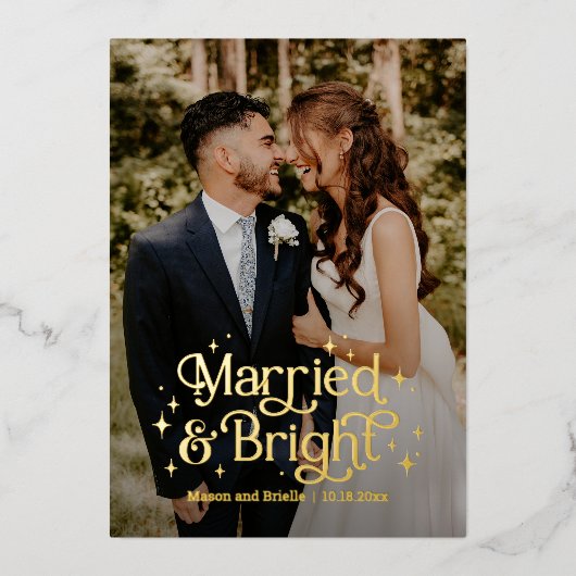 Mariés et lumineux CARTE DE VOEUX Nouvellement Mar (Recto)