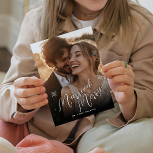 Mariés & Flocons de Neige Joyeux Noël Photo Print