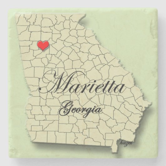 Marietta, Georgia. Kaart, marmer Onderzetters (Voorkant)