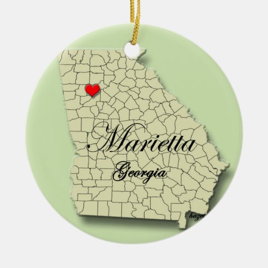 Marietta, la Géorgie. Carte, ornements de Noël (Devant)
