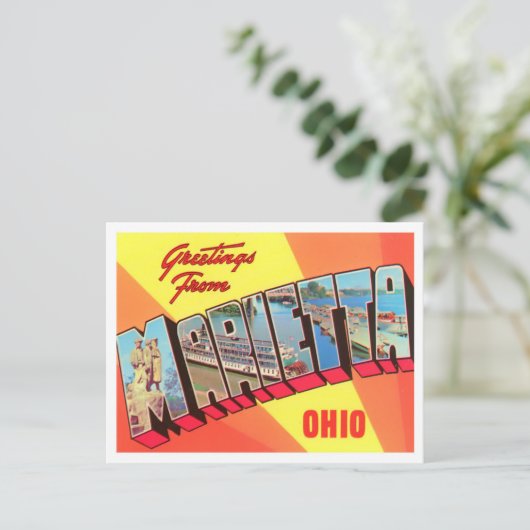 Marietta, Ohio Big Letters Briefkaart (Staand voorkant)