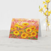 Marigold Autumn Flower Waterverf Verjaardag Kaart (Gele Bloem)