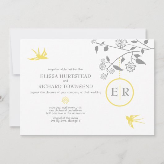 Marigold Birds Invitations de mariage (Devant)