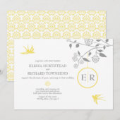 Marigold Birds Invitations de mariage (Devant / Derrière)