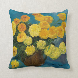 Marigold Bouquet—Blue Backing Kussen