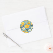 Marigold Floral Pattern Ronde Sticker (Envelop)