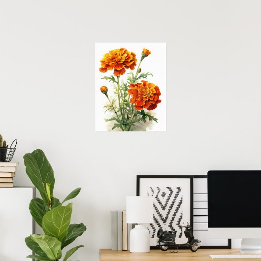 Marigold Flowers Art Imprimer Poster (Bureau à domicile)
