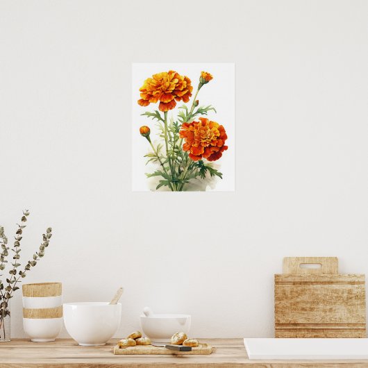 Marigold Flowers Art Imprimer Poster (Cuisine)