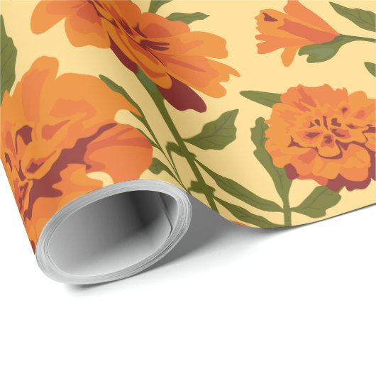 Marigold Flowers Patroon Cadeaupapier (Rol Hoek)