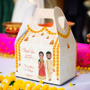 Marigold garlands bells met Tamil Telugu bruiloft Bedankdoosjes