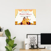 Marigold Joint Haldi ceremonie welkomstteken Poster (Thuiskantoor)