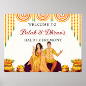Marigold Joint Haldi ceremonie welkomstteken Poster (Voorkant)