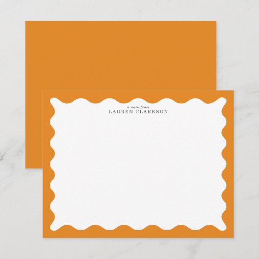 Marigold Orange Wavy Frame Note Card Kaart (Voorkant / Achterkant)