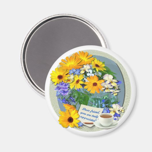 MARIGOLD POSY ~ Vriendschap Magneet (Voorkant / Achterkant)