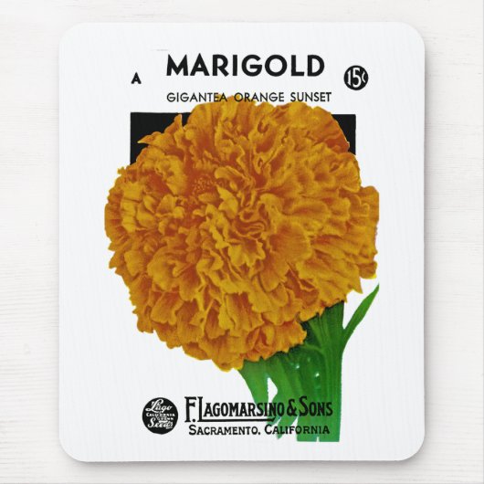 Marigold Vintage Seed Packet Muismat (Voorkant)
