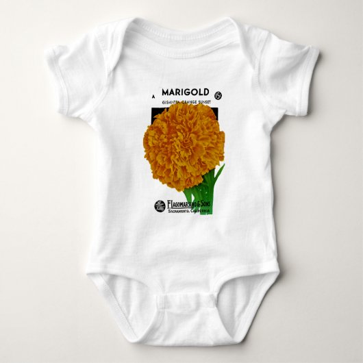 Marigold Vintage Seed Packet Romper (Voorkant)