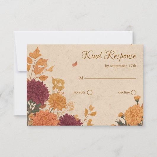 Marigold & Warm Sinaasappel Rustiek Boho Herfst QR RSVP Kaartje (Voorkant)