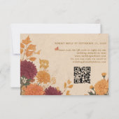 Marigold & Warm Sinaasappel Rustiek Boho Herfst QR RSVP Kaartje (Achterkant)