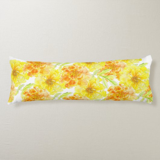 Marigolds aquarelle art motif long corps coussin (Devant)