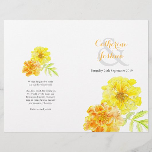 Marigolds aquarelle jaune grand programme de maria (Devant)