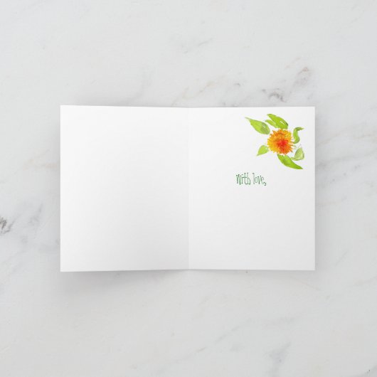 Marigolds et chèque En vichy : 90e carte d'anniver (Intérieur)