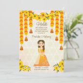Marigolds jolie fille indienne Haldi invitation (Debout devant)