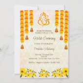 Marigolds jolie fille indienne Haldi invitation (Dos)