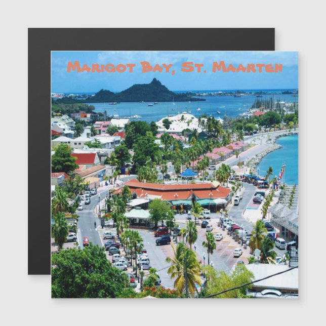 Marigot Bay, St. Maarten Carte magnétique (Devant / Derrière)