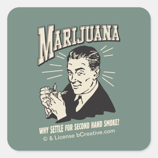 Marijuana: Settle 2nd Hand Smoke Vierkante Sticker (Voorkant)