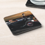 Marilyn en Elvis met Kerstmis Joy Ride Drankjes Onderzetter (Linkerzijde)