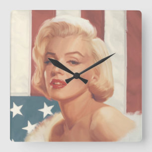 Marilyn Flag Vierkante Klok