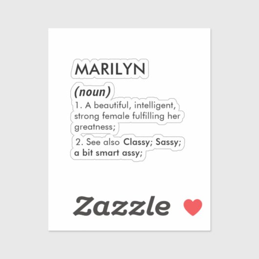 Marilyn name, Editable name, Custom name Sticker (Vel)