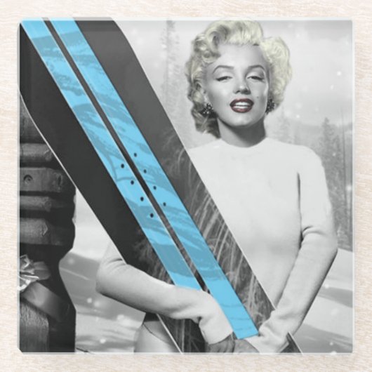 Marilyn's snowboard glazen onderzetter (Voorkant)