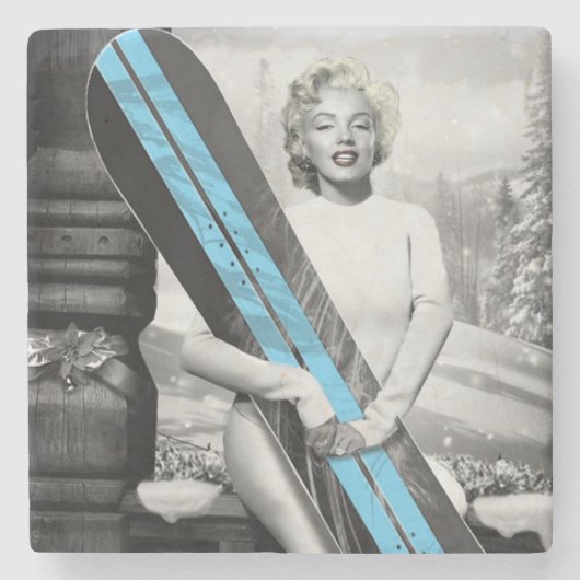 Marilyn's snowboard stenen onderzetter (Voorkant)