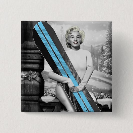 Marilyn's snowboard vierkante button 5,1 cm (Voorkant)