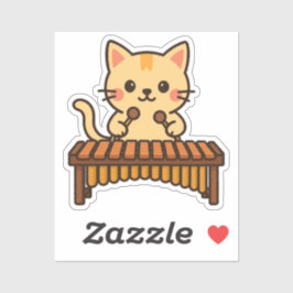 Marimba Mallet Cat Art Sticker
