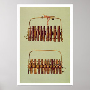 Marimba, voor- en achteruitzichten, Zuid-Afrika, v Poster