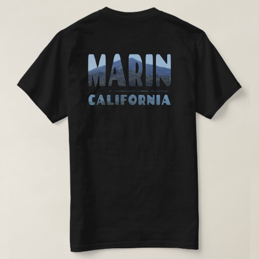 Marin California Mt Tamalpais in LETTERS Design T-shirt (Design achterkant)