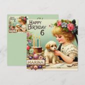 MARINA 6 ANS ~ Carte d'anniversaire ~ Chiot ~ (Devant / Derrière)